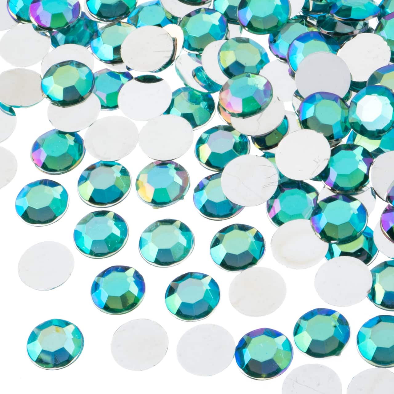 John Bead Acrylic Round Flat Back Rhinestones, 10mm